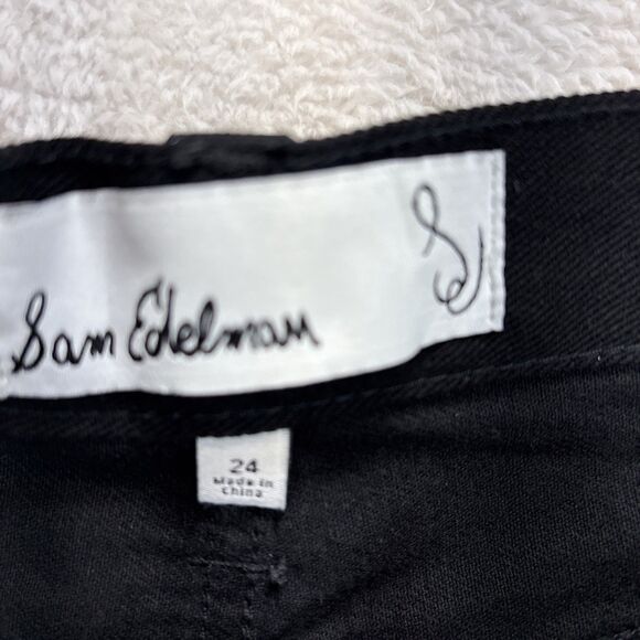 Sam Edelman Bianka High Rise Wide Leg Black Sequin Jeans Women 24 NWT Party Glam - Picture 7 of 15